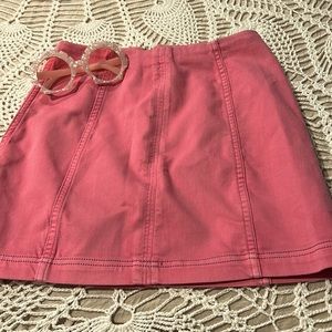 Free People!!! Pink jean mini skirt   Size 4